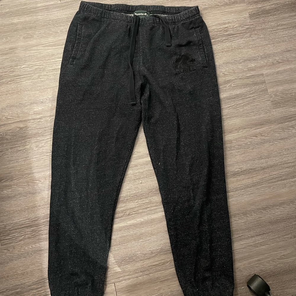 Roots salt and pepper black sweat pants